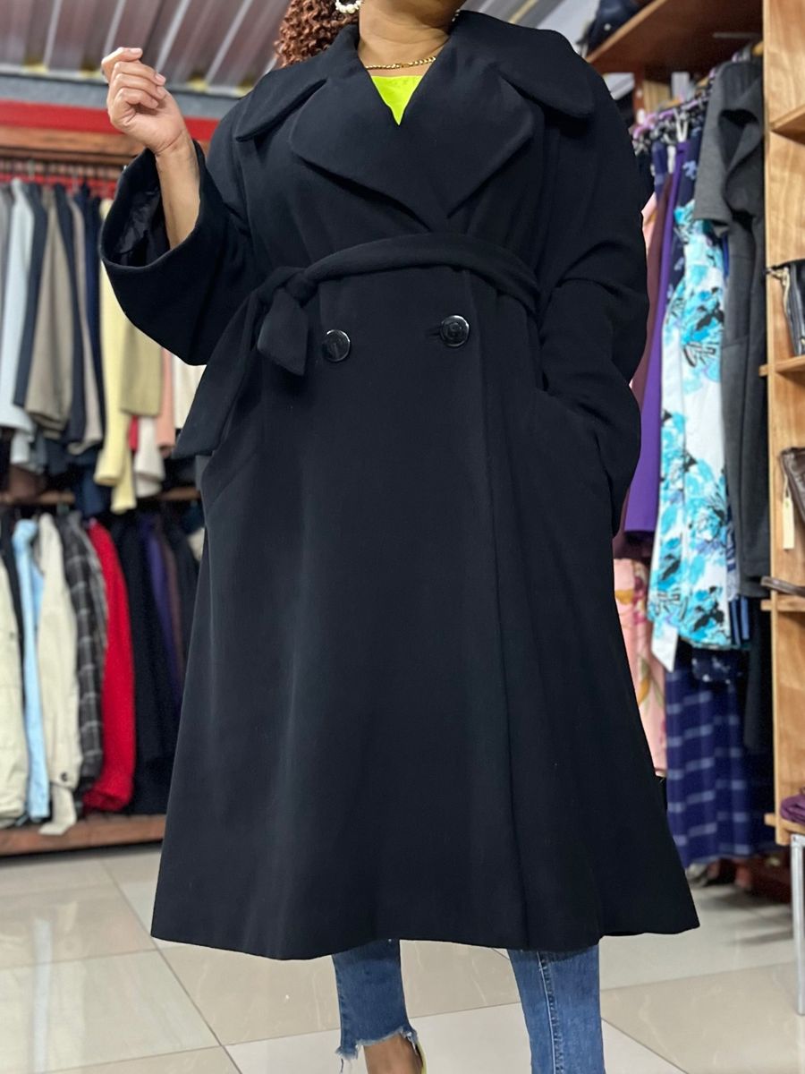 double breasted ladies’ A-line designed winter coat