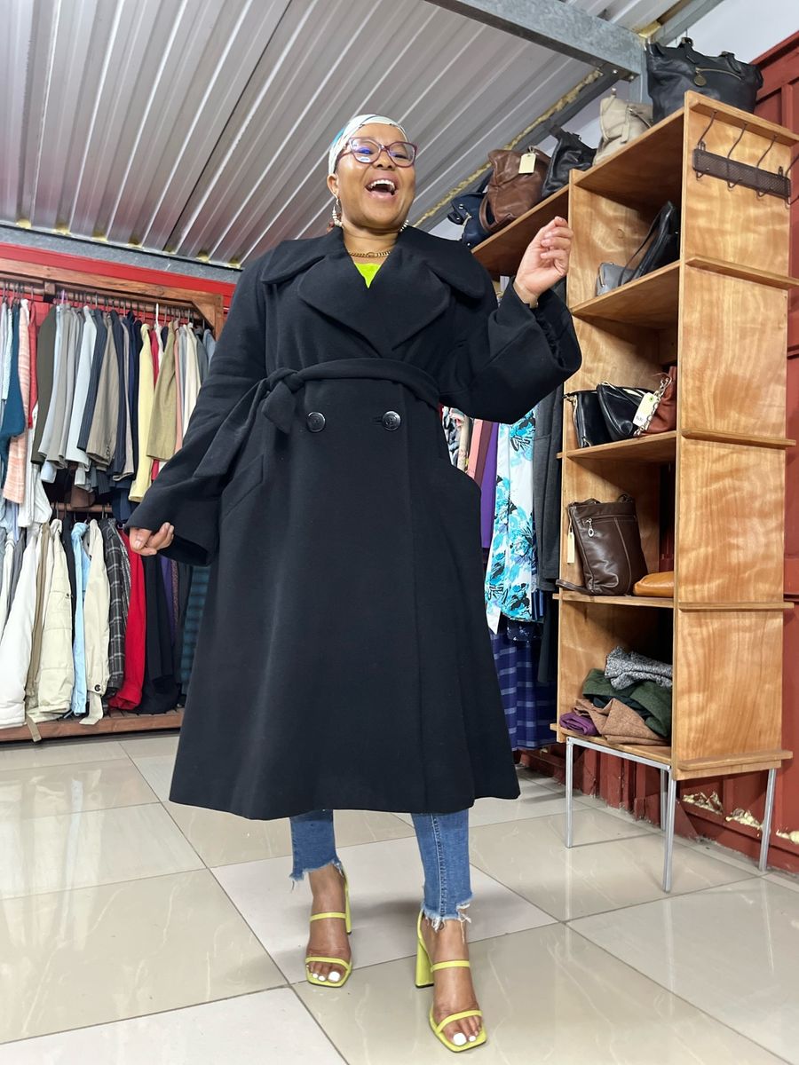 double breasted ladies’ A-line designed winter coat