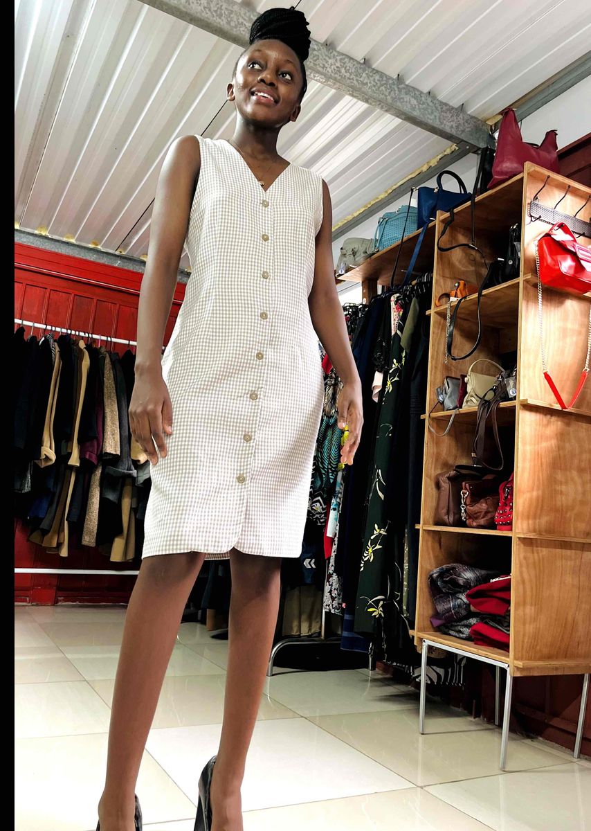 check sleeveless dress