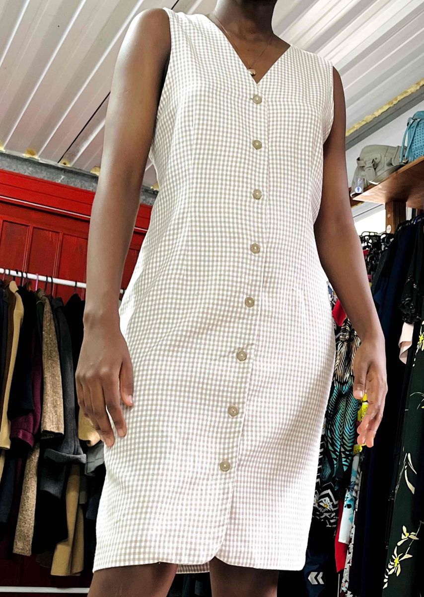 check sleeveless dress