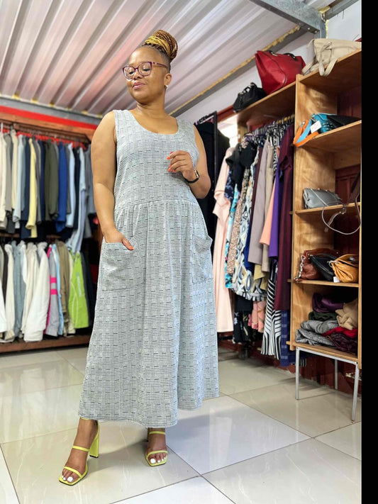 check pinafore dress